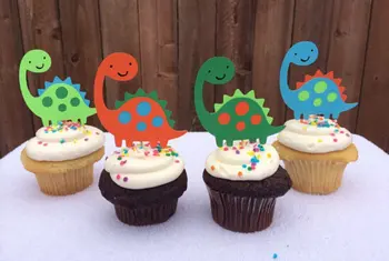 

cute Dinosaur Cupcake Toppers wedding Boys Birthdays baby shower Party treat food picks free shipping photo booth props