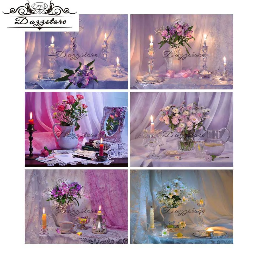 

Home decoration diamond painting cross stitch diamond embroidery Candles flowers 5d Diamond Mosaic Rhinestones Pictures
