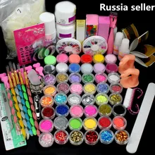 Russia Seller Acrylic Liquid False Nail Art Brush Glue Powder Buffer Block Deco Tips Tool Kit Ship From Russian 28 Set