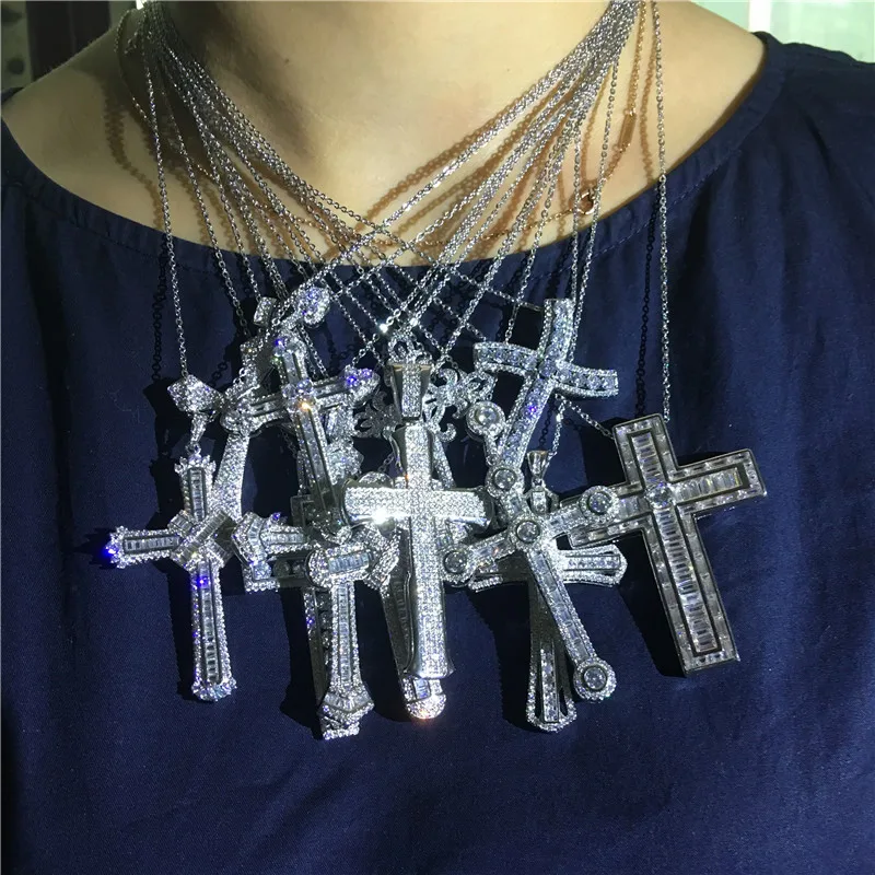 choucong 22 Styles Luxury Cross Pendant AAAAA Cz 925 Sterling silver Cross Pendant Necklace for Women Men Party Wedding jewelry - Image 5