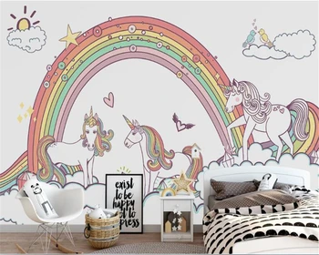 

beibehang wallpapers for living room Nordic minimalist mural cartoon cute animal unicorn children house background wallpaper