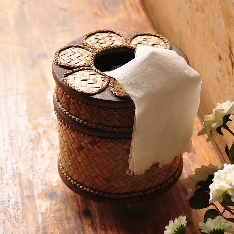 Новая мода коробка ткани бамбуковый креативный ящик для хранения катушка деревянные ящики для тканей