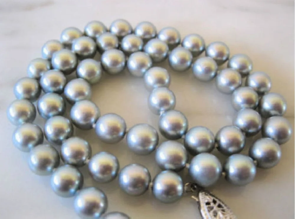 

Free Shipping >>>NATURAL 10-11MM GRAY SOUTH SEA PEARL NECKLACE 18INCH 14k WHITE GOLDEN CLASP