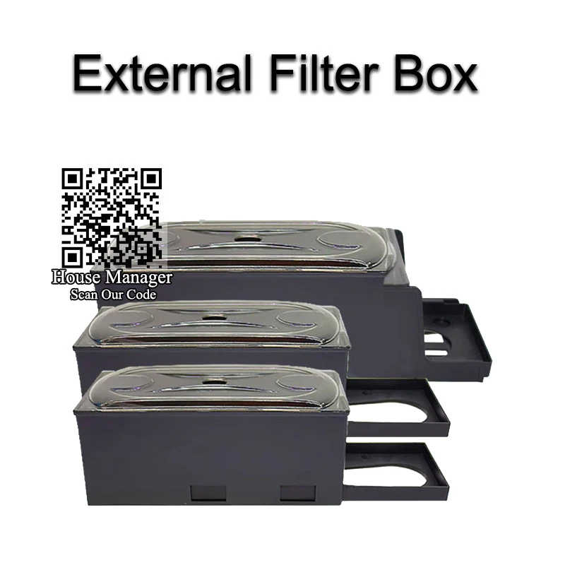 External Filter Box for Aquarium pump, Adjustable length filtering container water box for water