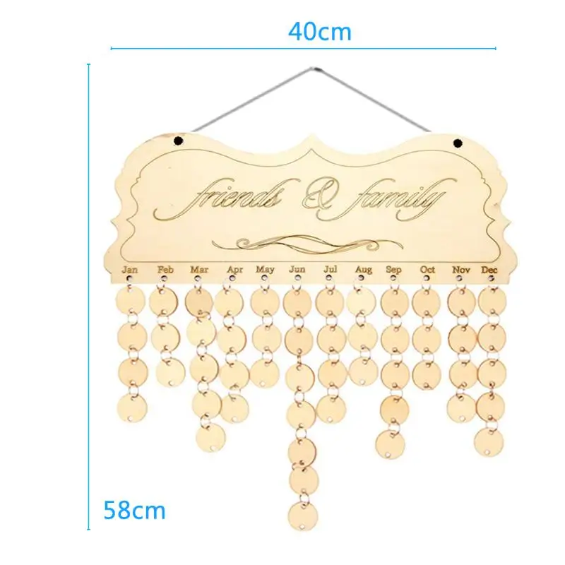 VODOOL DIY деревянный календарь на день рождения друзья и семья Печатный настенный календарь знак особенные даты Планерная доска подвесной
