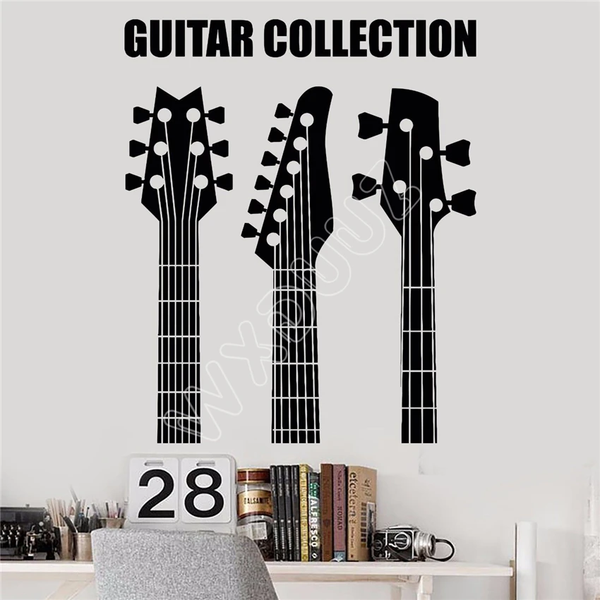 WXDUUZ Vinyl Wall Decal Guitar Collection Shop Musical Instruments Stickers living kitchen room Sticker B594 | Дом и сад