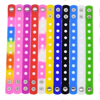 

11pcs/set Kids Colorful Bracelets Soft Children Gifts Charm Wristbands With Hole Fit Croc Cartoon Ornaments 18cm
