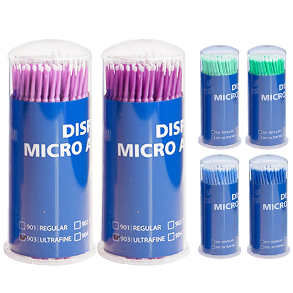 

2 Cans 200 PCS Disposable Micro Applicators Brushes Swabs for Eyelash Extension Mascara Dental Medical Makeup Use