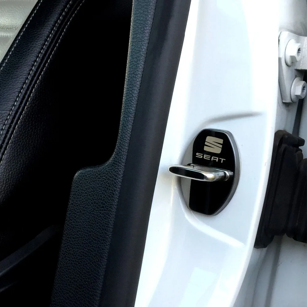car styling Fit For Seat FR leon ibiza Altea Alhambra Accessories Stainless Steel Sticker Car-Styling Door lock Cover 4pcs/lot