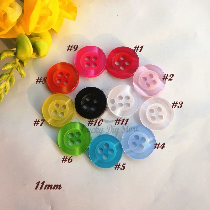 

120pcs 11mm Mix colors / 1 color 4 holes Resin Shirt Buttons for Sewing scrapbooking craft Decorative Accessories Loose Buttons
