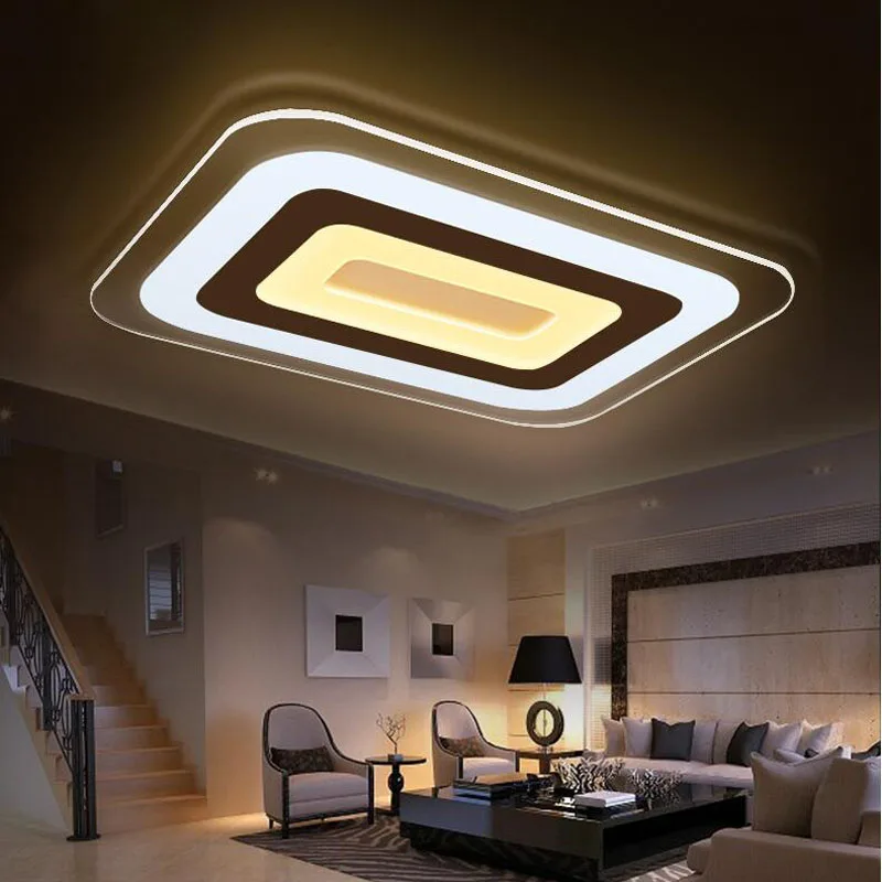 

LED simple rectangular acrylic living room warm bedroom personalized creative study ultra-thin ceiling lamps lighting fixture