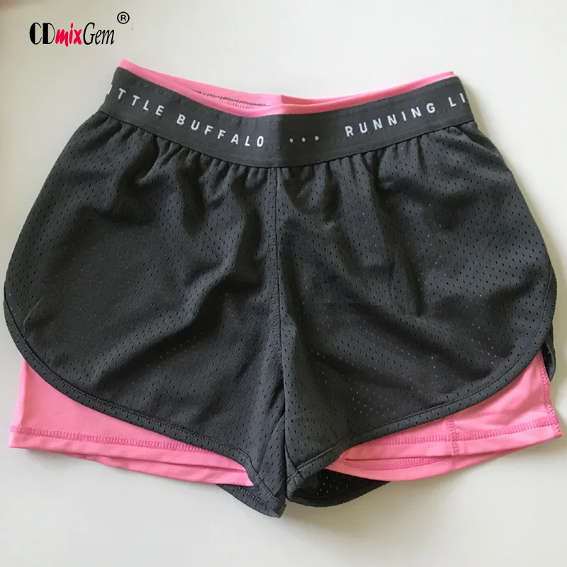 

Summer Women Sport Shorts Large size S-XXXL double shorts Fat people defense shorts Training running fitness shorts DS