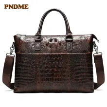 FNDME сумка для мужчин портфель из натуральной кожи офисная сумка мужская крокодиловая узор складная сумка для документов сумки