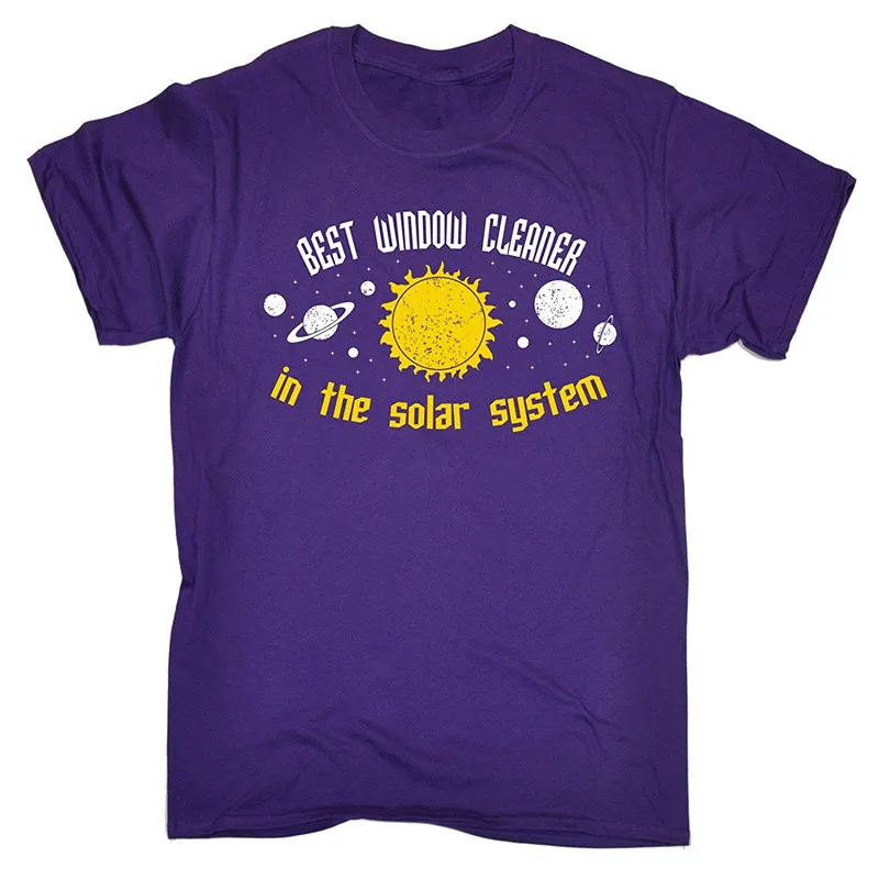 

T Shirt Graphics Crew Neck Best Window Cleaner In The Solar System ... Galaxy Design Loose Fit Short Design T Shirts For Men