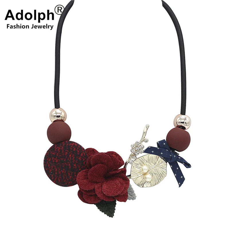 

ADOLPH Fashion Leaf Flower Tree Pendant Choker Necklace 2018 New Handwork Crystal Bow Boho Statement Neckalces Woman HOT