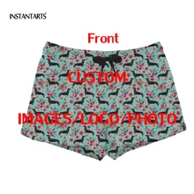 INSTANTARTS пользовательские свой собственный логотип/изображение/фото печать женские пляжные шорты быстросохнущие леди воздухопроницаемые пляжные шорты спортивные шорты