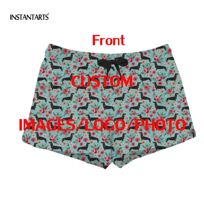 

INSTANTARTS Custom Your Own Logo/Image/Photo Print Woman Beach Shorts Quick Dry Lady Boardshorts Breathable Sports Board Short