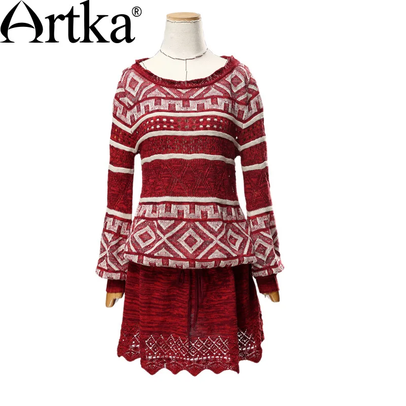 Artka 2015 женская ретро новая коллекция осенней одежды круглым воротником с