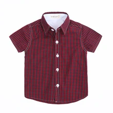 Новая детская одежда коллекция года брендовые стильные летние топы из хлопка в клетку с отложными воротниками для мальчиков одежда для малышей ростом 90–130 см