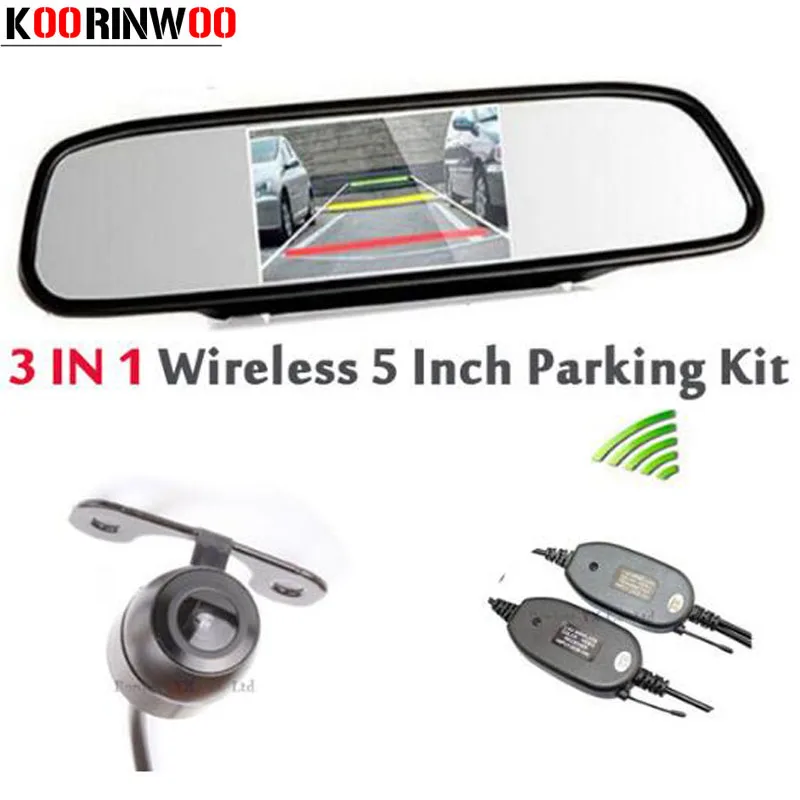 

Genuine Koorinwoo 2.4G Wireless HD 5 Car Monitor Mirror Digital Display with CCD Waterproof Car Rear view Camera Parking Aystem
