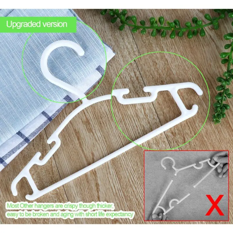 Baby Coat Hangers 10 Pack White Plastic Nursery Nonslip Space Saving Tubular Kids Clothes