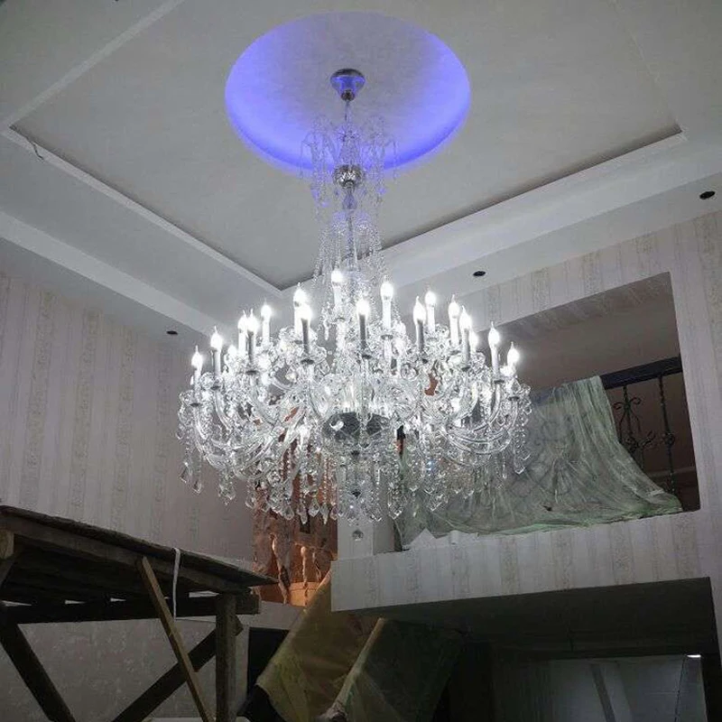 Modern Chandelier For Church Led With Crystal Pendants
