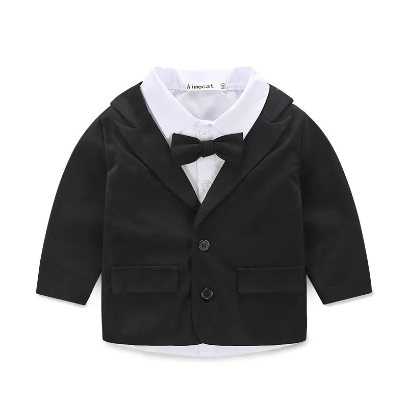 Комплект одежды для маленьких мальчиков, костюм джентльмена с галстуком-бабочкой для маленьких мальчиков торжественные костюмы из 3 предметов для мальчиков на день рождения, комплекты одежды черного цвета