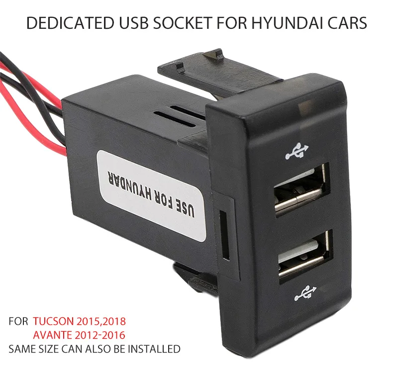 Автомобильный Usb разъем 12 В до 5 В Usb адаптер для автомобиля Usb зарядное устройство Порт Разъем в автомобиль 2.1A двойной 2 порта телефон для hyundai Tucson Avante