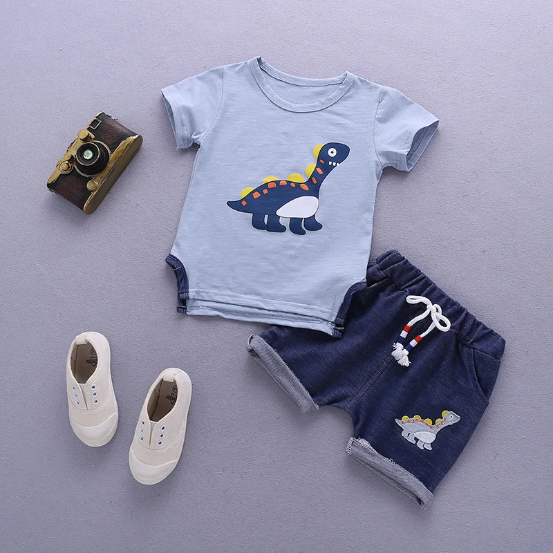 

2019 Newborn Baby Kids Boy short sleeve O-Neck Dinosaur Tops Pants 2Pcs Outfits Clothes New Fashion