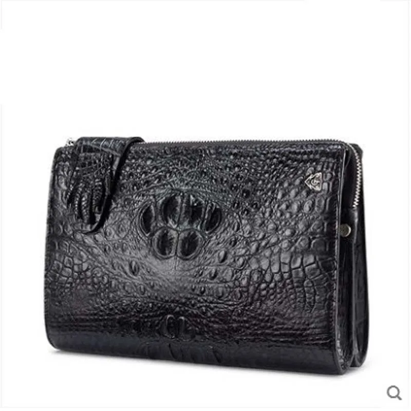 gete 2018 The new real alligator leather handbag male Thai leather Large capacity crocodile purse hand bag man bag wrist bag