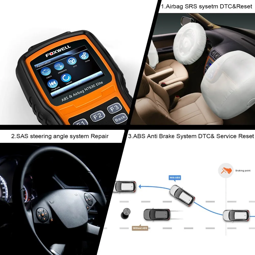FOXWELL NT630 Elite OBD2 Автомобильный сканер ABS SAS подушка безопасности для сброса данных