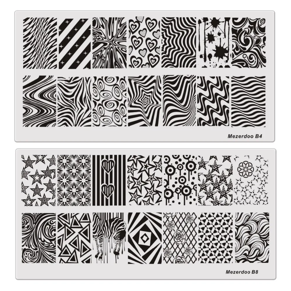 

Floral Goemetry Retro Script Rectangle Template 10Pc Nail Stamping Plate DIY Nail Polish Print Stencil Nail Tools