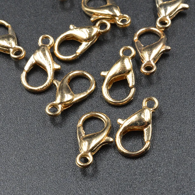 FLTMRH 100pcs/lot Jewelry Findings Alloy antique bronze/gold/Rhodium lobster clasp Hooks for