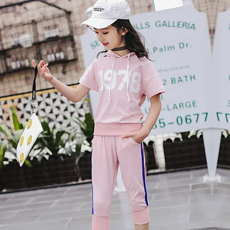 

Children's suit 2018 summer new Korean version two girls, seven children's pants, leisure sports s