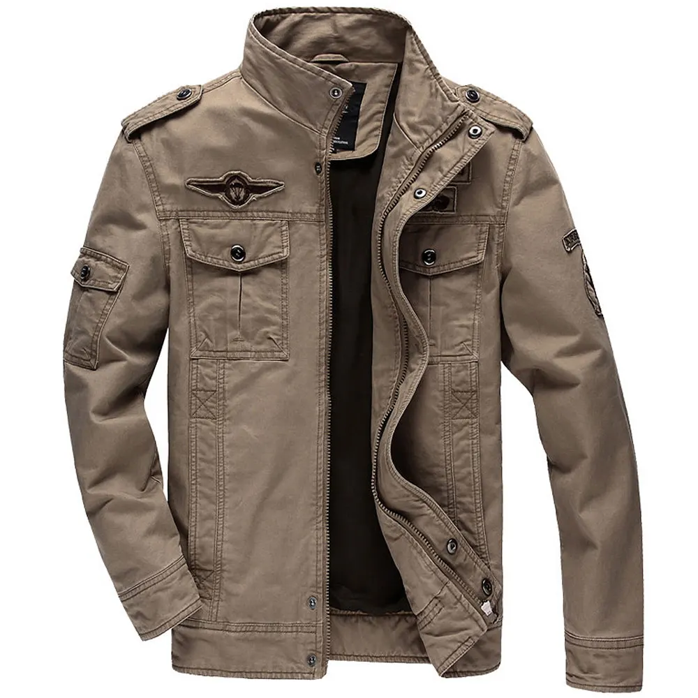 Повседневные мужские военные армейские куртки размера плюс 6XL бренд дизайн летающая верхняя одежда Хлопковая мужская куртка с вышивкой для зимы