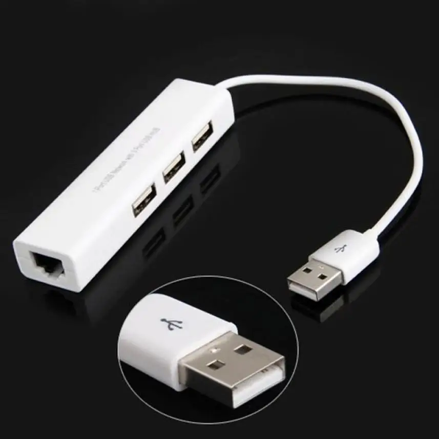 Высокоскоростной белый USB к RJ45 Lan карта Ethernet сетевой адаптер кабель+ 3 порта концентратор с CD драйвером для Win 8 7 XP