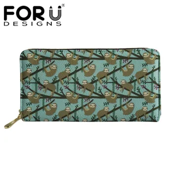 

FORUDESIGNS Women Long Wallets Coin Purses Female Function Money Clutch Bags Ladies Cartoon Cute Floral Sloth Pattern Wallets