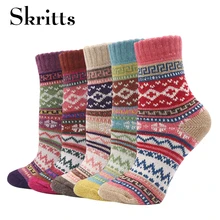 Skritts зимние носки женские теплые толстые ретро полосатые дизайнерские носки для женщин женские 5 пар/лот