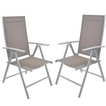 

Adjustable Reclining Patio Folding Chairs Aluminum for Garden Beach Set of 2