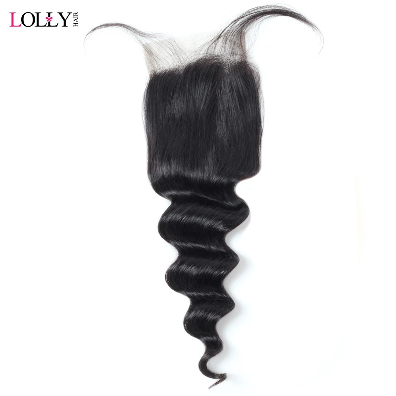 

Lolly Peruvian Loose Deep Wave Closure with Baby Hair Swiss Lace Closure 4X4 inch Non Remy Human Hair Closure Free Shipping 1PC