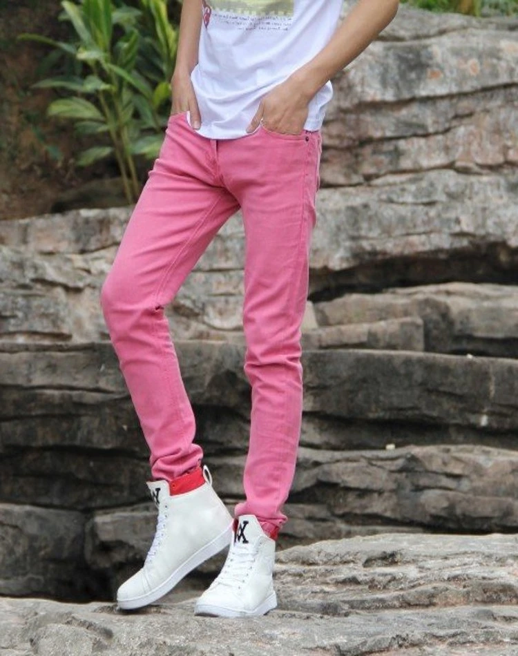 elevación Intenso En otras palabras 2014 hombres del verano pantalones vaqueros de color rosa pantalones flacos  delgados pantalones casuales mediados de cintura pantalones lápiz|jeans  embroidered|pant chainpant clips - AliExpress