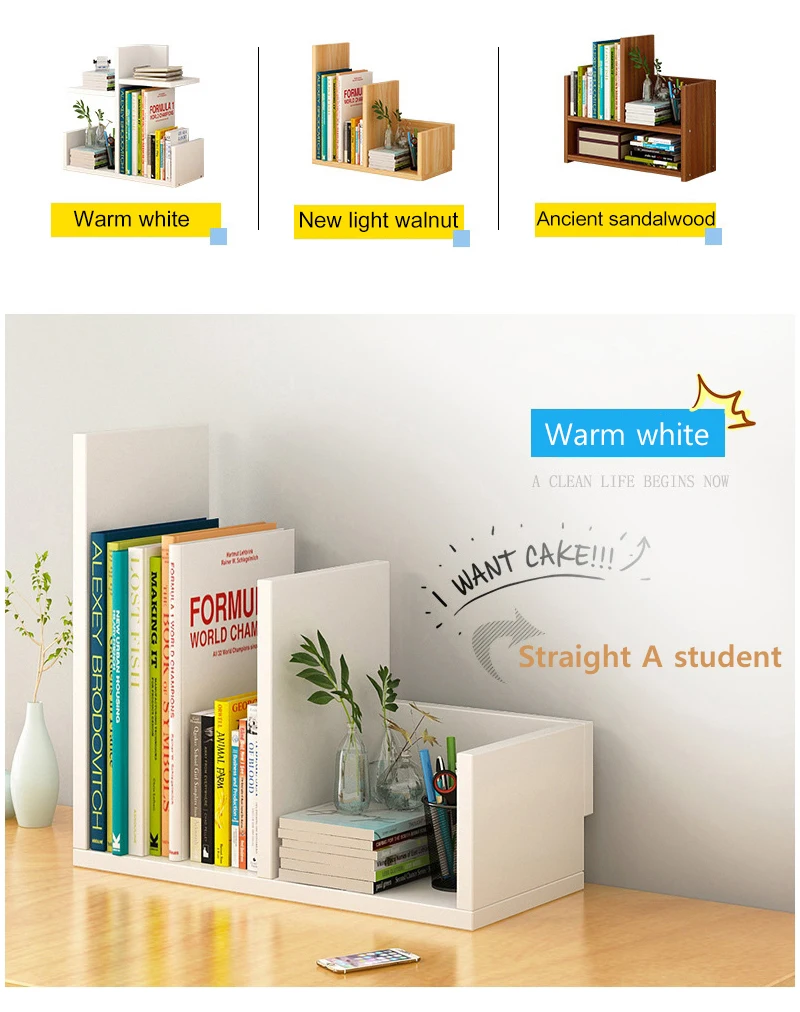 Деревянная комбинированная книжная полка простые настольные подставки креативные студенческие настольные книжные полки для хранения