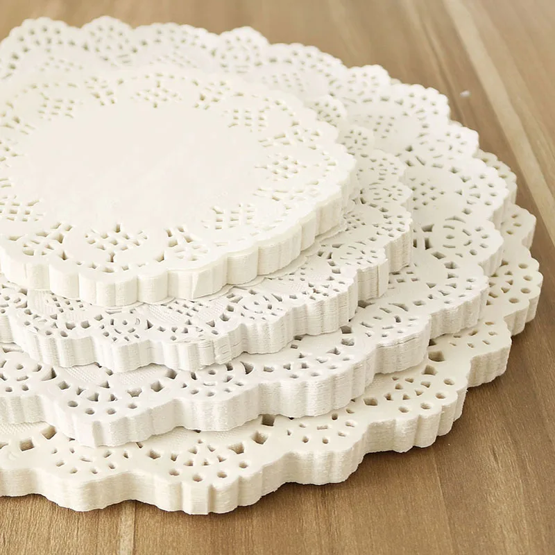 

4 4.5 5.5 6.5 7.5 8.5inch Assorted Sizes Round Paper Lace Table Doilies White Decorative Tableware Placemats Paper Mats 100pcs