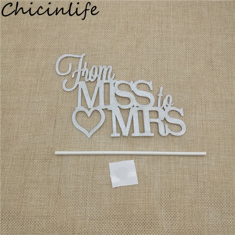 Chicinlife 1 шт Золотой/Серебряный блеск от Miss to Mrs торт Топпер Свадьба годовщина