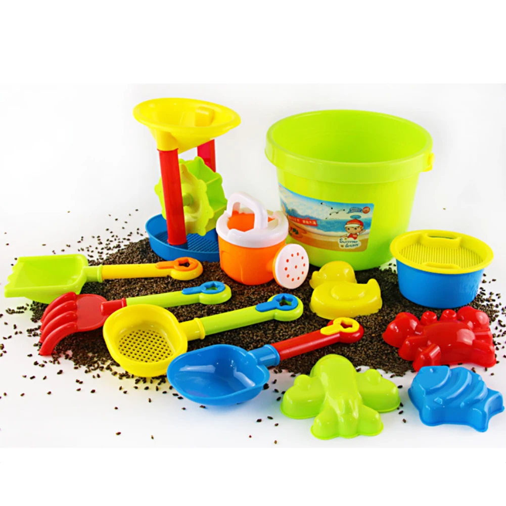 low cost  13Pcs/Set Summer Kids Sand Beach Toys Castle Bucket Spade Shovel Rake Water Tools Set For Kids Toys
