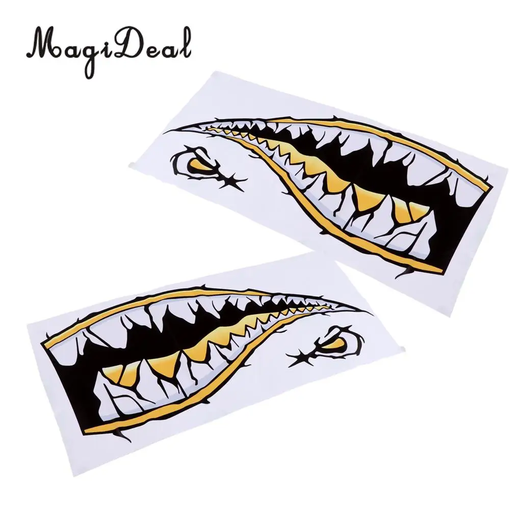 MagiDeal 2Pcs Large Waterproof Shark Teeth Mouth Decals Sticker for Kayak Fishing Dinghy Boat Surfboard Car Truck Bumper Laptop