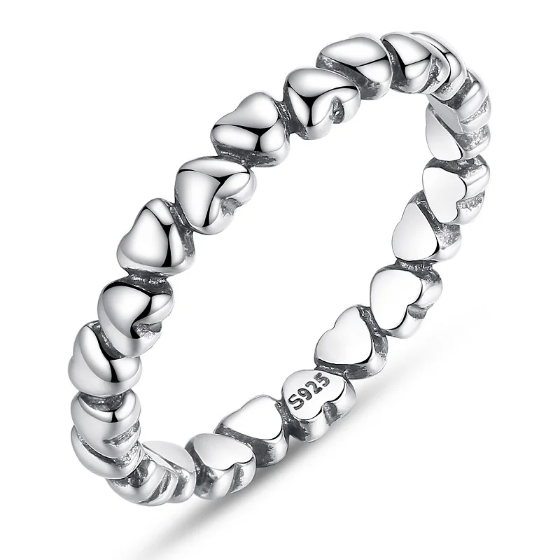 Подлинное 925 пробы Серебряное штабелируемое кольцо 8 видов стилей Love Forever Heart кольцо на палец для женщин Женское Обручальное кольцо ювелирные изделия Anel - Цвет основного камня: GO7108