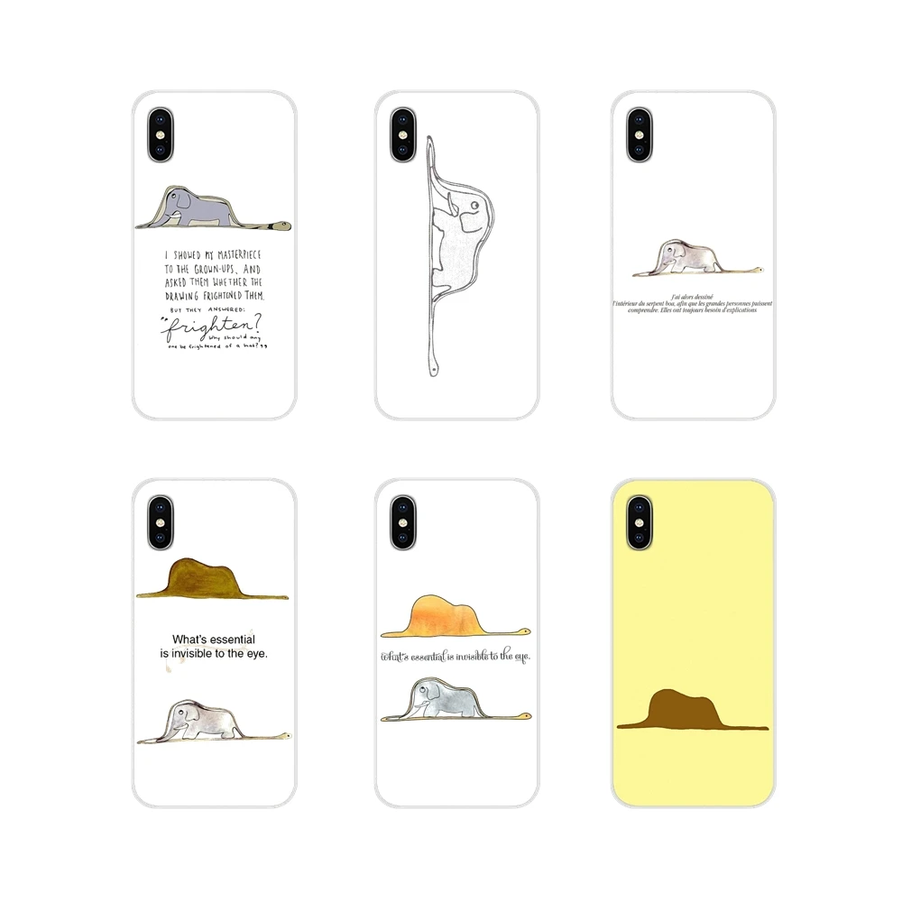 

For Apple iPhone X XR XS MAX 4 4S 5 5S 5C SE 6 6S 7 8 Plus ipod touch 5 6 Little Prince Elephant Pattern Art Silicone Case Cover