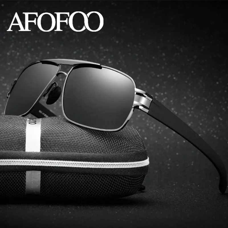 AFOFOO фирменный дизайн поляризованных солнцезащитных очков площади Для мужчин Вождение Покрытие Солнцезащитные очки UV400 очки Gafas de sol