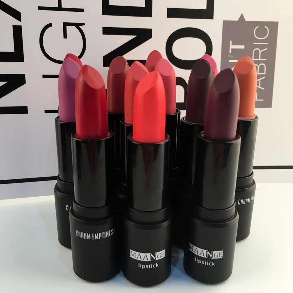 

MAANGE Matte Moisturizing Lipstick Lip Stick Waterproof Lip gloss Easy to Wear Cosmetic Lip Crayons Red Sexy Nude Makeup Lips